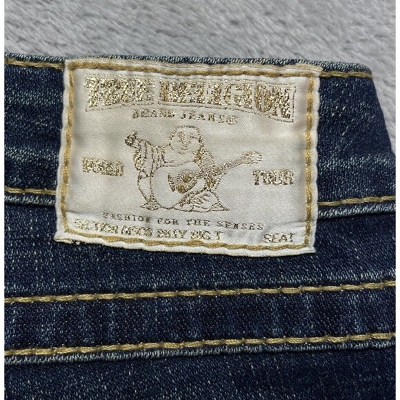 True Religion Disco Becky Big T Women's Sz 28 Yellow Rhinestone Bootcut Jeans - Picture 3 of 15